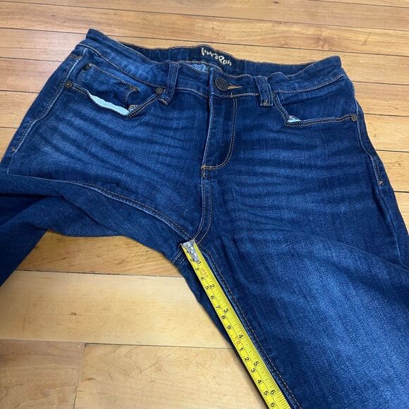 Indigo Rein, Dark Blue Wash Jeans Shark Bite Raw Cut Ankle Junior Women’s 9 - Picture 7 of 12